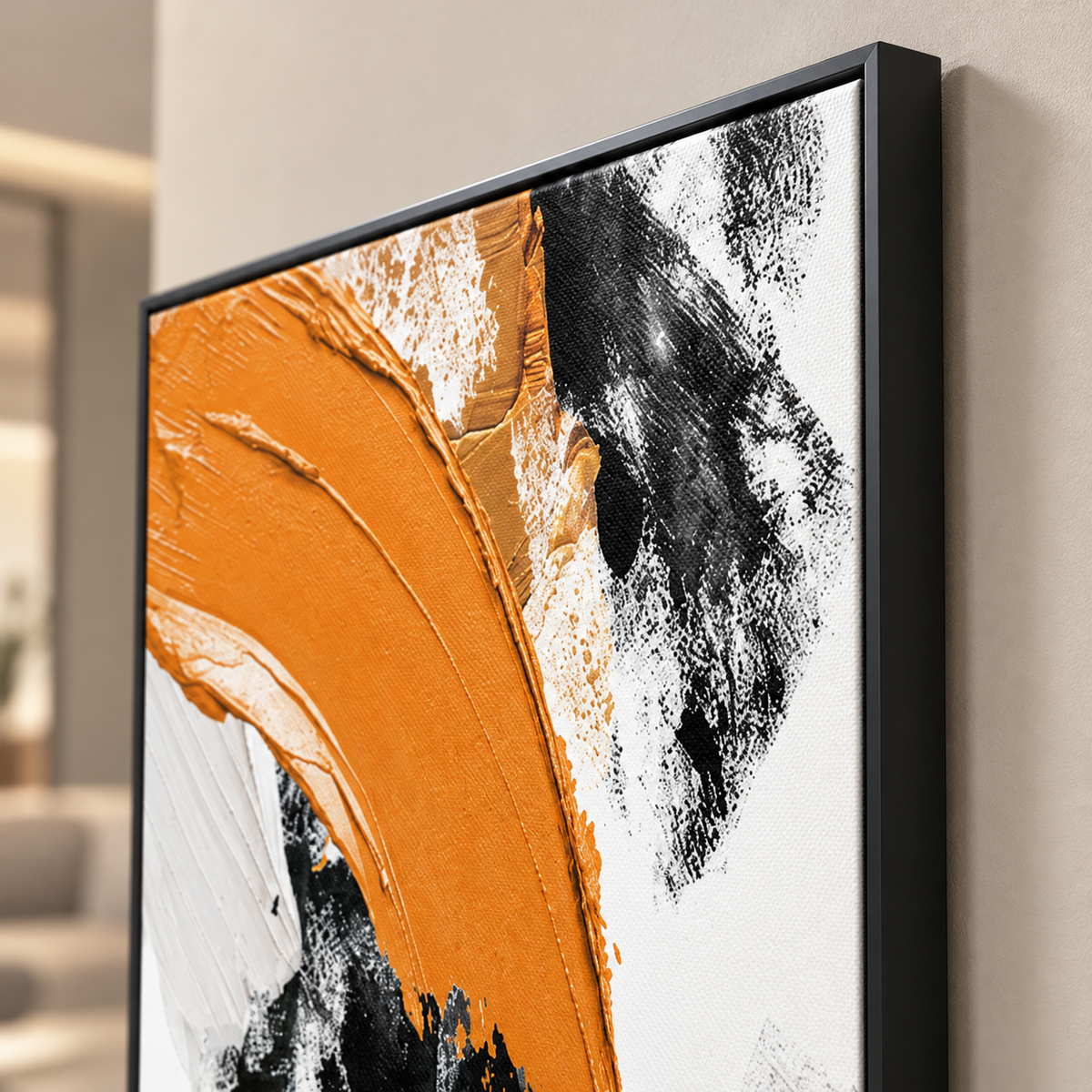 Amber Arc in Motion (Single Panel) Abstract Wall Art
