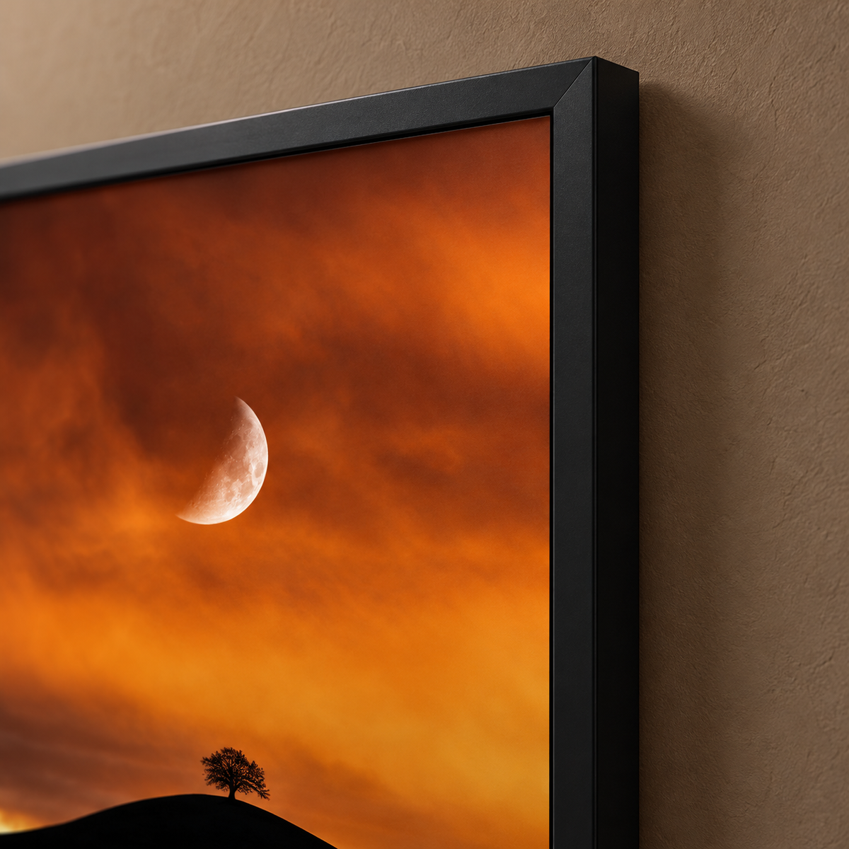 Crescent Moon Over the Lone Tree (Single Panel) Landscape Art Poster