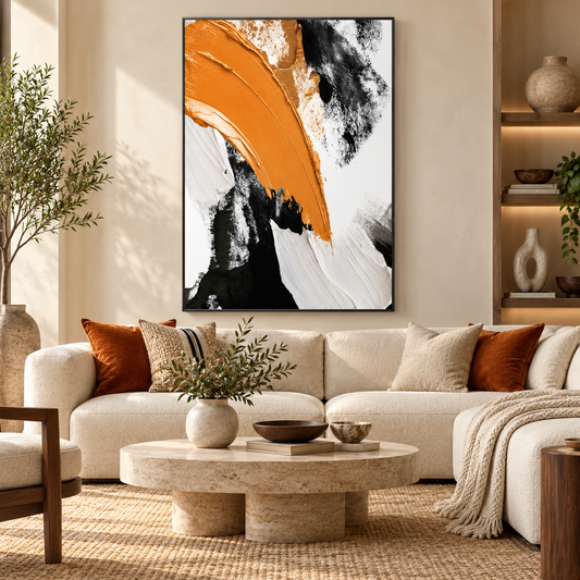 Amber Arc in Motion (Single Panel) Abstract Wall Art