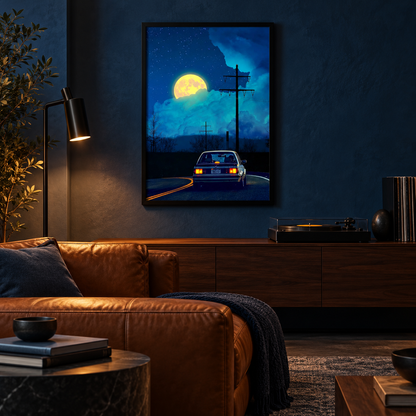 Midnight Moon Drive (Single Panel) Framed Art Poster