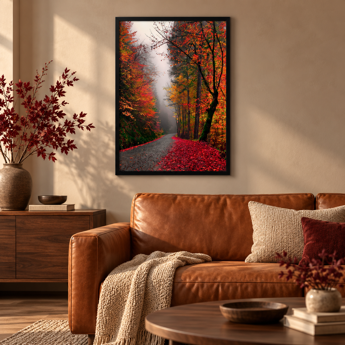 Autumn Forest Path Framed Art Poster