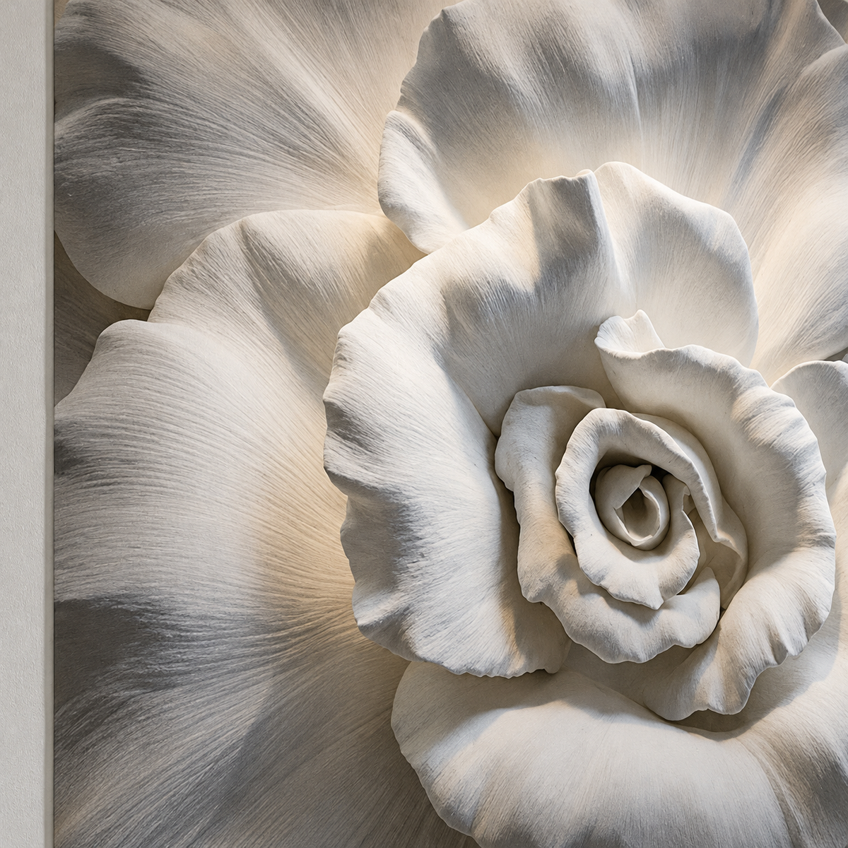 Sculpted Ivory Rose Luxury Floral Wall Mural