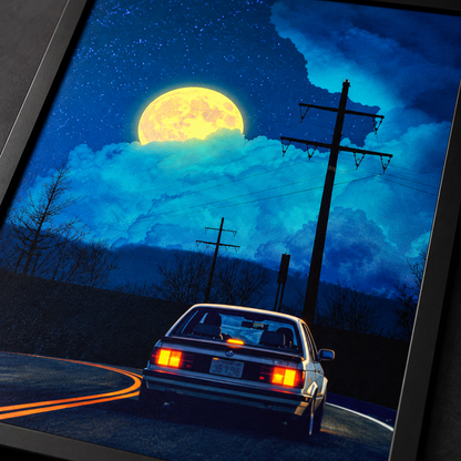 Midnight Moon Drive (Single Panel) Framed Art Poster