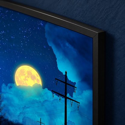 Midnight Moon Drive (Single Panel) Framed Art Poster