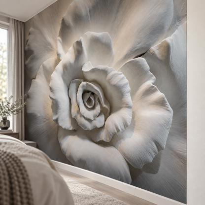 Sculpted Ivory Rose Luxury Floral Wall Mural
